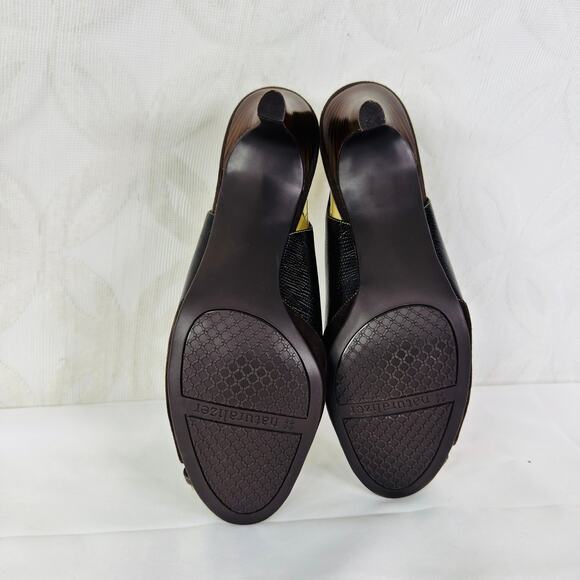 Naturalizer Entari Brown Lizard Slingback Peep Toe Pumps Size 10 - Picture 5 of 12